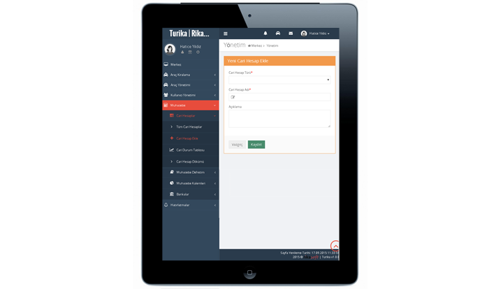  Cari Hesapları İzleme Ekranı IPAD Görünümü